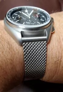 20 mm geflochtenes Edelstahl-Netzband für Bulova Lunar Pilot keine Zeit zum Sterben 007 - Bild 1 von 10