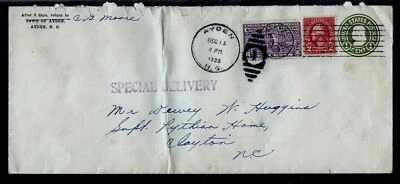 US E15 10c Special Delivery COVER - Ayden to Clayton NC - Cancel DEC 15 1939 - Image 1 of 3