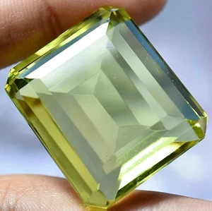 Lab Created 102.20 Ct Lemon Citrine GGL Certified Transparent Emerald Cut Gem - Picture 1 of 8