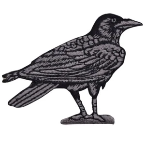 Raven Applique Patch - Embroidered Bird Badge Facing Right 3" (Iron on) - Picture 1 of 1