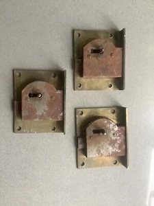 Antique brass locks X three. - Picture 1 of 3