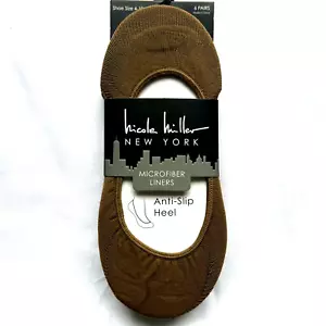 Women Nicole Miller New York 6 Pair Microfiber Liners Sz 4-10 Anti Slip Heel - Picture 1 of 9