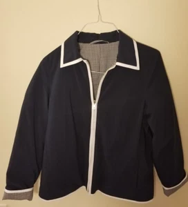 Real Clothes Reversible Jacket, Blue Checkered Saks Fifth Avenue Size 10 - Picture 1 of 7