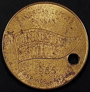 1965 Minnesota Twins, AL Wimpel, Gedenkmarke Messing! 34mm - Bild 1 von 4