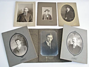 Vintage Photographs Lot 6 Men Black & White Matted Buffalo Illinois Norwich NY - Picture 1 of 11