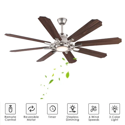 60in Ceiling Fan W/ Light and Remote Modern Led Smart Ceiling Lamp Chandeliers - Image 1 of 4