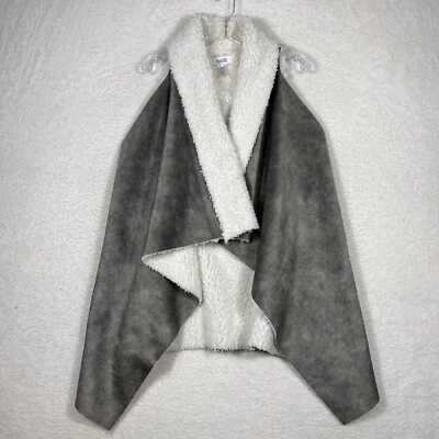 Nanette Lepore Women's Cardigan Open Front Sleeveless Faux Sheepskin Gray OSFM - Image 1 of 4