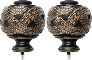 Window Treatment Finials for 1 or 7/8 Inch Curtain Rods, Black Drapery Rods Repl - Picture 1 of 12