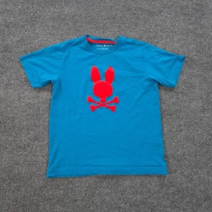 Psycho Bunny Shirt Boys Large 14-16 Blue Skull Bones Logo Pima Casual Prep Youth - Picture 1 of 11
