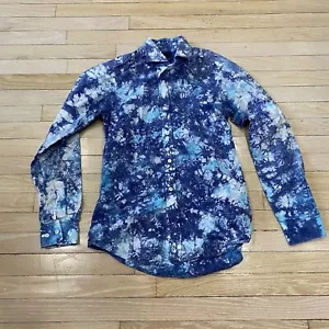 Camicia "Made in Heaven" tie dye blu nuvole casual con bottoni - Foto 1 di 8