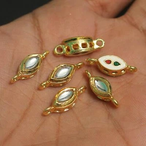 10 Stück, 12x7 mm, Kundan Verbinder golden - Bild 1 von 8