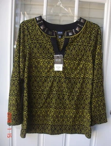 Nicole Black & Mustard Olive Large L/S Top - Bild 1 von 8