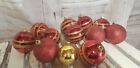 Vintage Red Gold Striped Christmas Ball Set of 12 Christmas Holiday Ornament