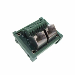 Dual RJ45 Ethernet Breakout Board Module 45D Screw Terminals Din Rail Mount - Picture 1 of 2