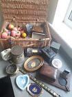 Job Lot Of Curios And Collectables In A Wicker Hamper