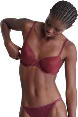 Sujetador Demi para Mujer Calvin Klein Transparente Marquisette Ligeramente Forrado-Tawny Port-34D Foto 1 de 4