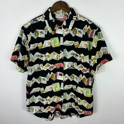 Camisa Le Caviar Petite Mujer M Negra Viaje Postal Estampado Vacaciones Retro Top Foto 1 de 4