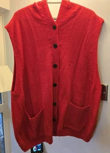 Red Hooded Knitted Waistcoat Size 3xl (20/22)) New Without Tag - Picture 1 of 4