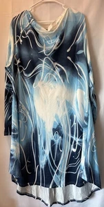 Vestido Túnica Colección R&B Talla L Retro Azul/Blanco Boho Festival Capucha Cuello - Imagen 1 de 5