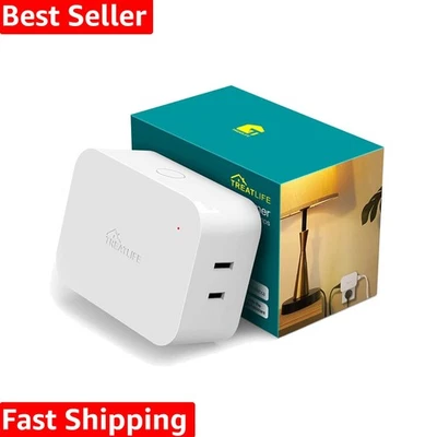 Enchufe atenuador de lámpara inteligente con tomas dobles - Control de simulación de voz y amanecer Foto 1 de 4