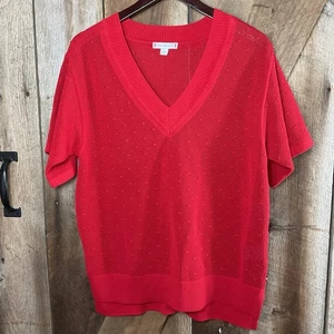 Suéter rojo para mujer Tommy Hilfiger, talla M, cuello en V, manga larga - Imagen 1 de 5