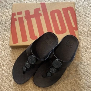 Fitflops Halo Bead-Circle Metallic Toe Post Sandals Women’s Size 7 - Picture 1 of 3