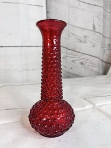 E.O. Brody Co. 1960's Ruby Red Hobnail Bud Vase USA Vintage Flowers 8 inches - Picture 1 of 5