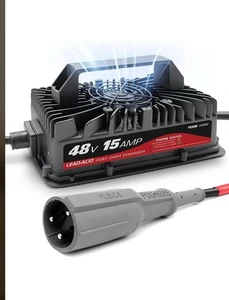 15 AMP 48 Volt Golf Cart Battery Charger Club Car 3-Pin Round Plug for lead acid - Picture 1 of 12