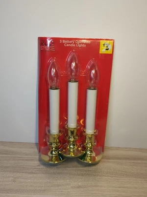3 Lámparas de candelabro Luces de Navidad Batería Plástico Blanco y Dorado Alféizar de ventana Foto 1 de 4