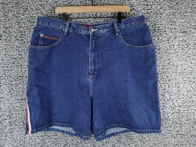 No Excuses Denim Women’s 22W Jean Shorts High Rise Blue 100% Cotton USA Stripe - Image 1 of 4