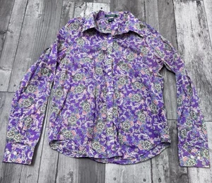 Ralph Lauren Chaps Shirt Womens Purple Psychedelic Paisley Western Rodeo Cowgirl - Picture 1 of 6
