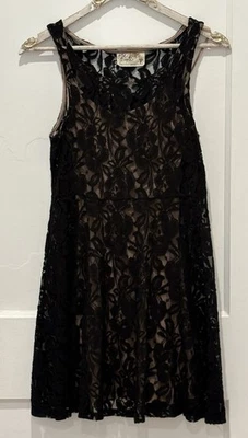 FREE PEOPLE BLACK LACE DRESS WITH UNDER SLIP XS/TP NWOT - Image 1 of 4