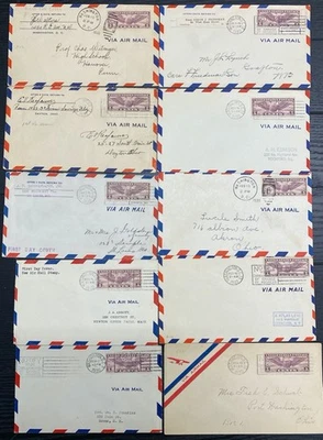 lot of 20 #C12 6c Winged Globe Airmail uncacheted First Day covers Varieties - Image 1 of 4