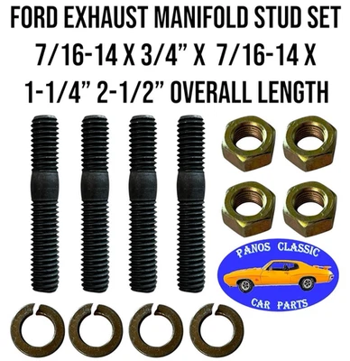 Tuercas de pernos de colector de escape 7/16" Mercury Ford Lincoln grado 8 4 piezas HECHO EN EE. UU. #AY Foto 1 de 4