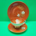 Bavaria Jaegers Germany Red Gold Flower- Set of 3 Pieces