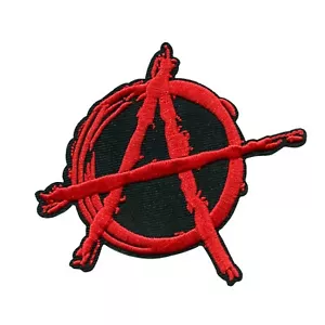 Anarchy Symbol Embroidered Iron-On Patch Punk Rock Rebel Applique - Picture 1 of 2