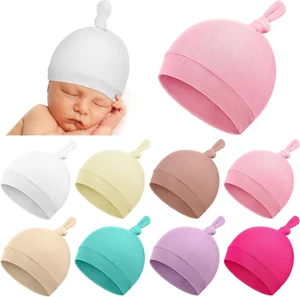 Suhine 8 Pcs Preemie Hats for Baby Girls Cotton Premature Knot Hats Newborn Hosp - Picture 1 of 12