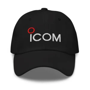 Icom Adjustable Embrodiery Black Color Classic Dad Hat - Picture 1 of 4