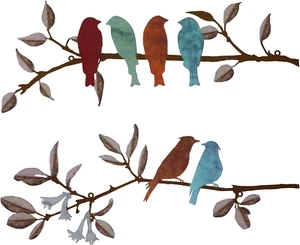 2 Pcs Metal Birds Wall Art Decor Vivid Birds on Branch Rustic Outdoor Decor for - Picture 1 of 6