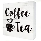Coffee And Tea Wood Box Sign Kitchen Home Decor Rustic Funny Coffee Wooden Bo...