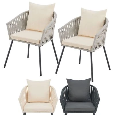 Gartenstühle Stuhl 2er Set Balkonstühle Seilgeflecht Outdoor Sessel Juskys® - Bild 1 von 4