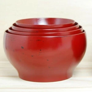 Owan Japanese Nesting bowl Echizen Lacquer ware Blash Hake Negoro set of 4 Red - Picture 1 of 2