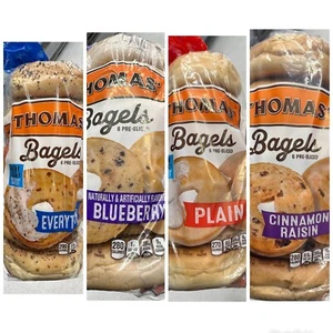 Thomas’ Bagels Cinnamon Raisin Blueberry Plain Everything 6pk Pick 2 - Picture 1 of 7