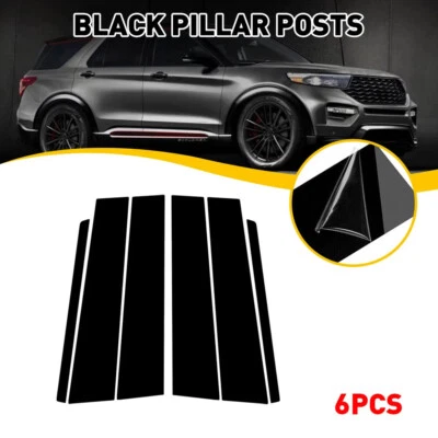 6PCS B Pillar Post Door Window Trim Cover Kit Black For 2011-2019 Ford Explorer Foto 1 de 4