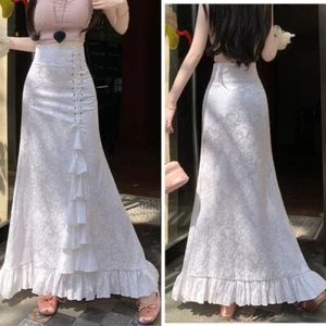 Damen Fischschwanz Rock Punk A-Linie Jacquard Schnürer Meerjungfrau Court Stil - Bild 1 von 17