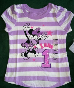 @DISNEY STORE MINNIE MOUSE 1. GEBURTSTAG T-SHIRT OBERTEIL "ICH BIN 1" GRÖSSE 12-18 M @ NEU MIT ETIKETT  - Bild 1 von 2