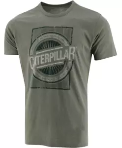 T-shirt uomo Caterpillar media invecchiata logo manica corta verde gatto nuova con etichetta - Foto 1 di 9