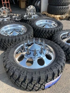 6 NEW 22" ALCOA CUSTOM CUT MEGA HOLE RIMS TIRE WHEEL PACKGE W/35125022 TIRES DUA - Picture 1 of 3