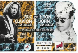 ticket billet stub used place concert ELTON JOHN ERIC CLAPTON 1992 PARIS - Foto 1 di 2