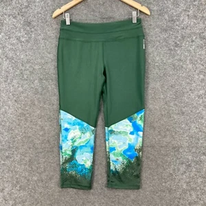 Reebok Womens Leggings Size M medium Green Capri Stretch Fitted 1833 - Picture 1 of 12